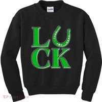 Cool St Patrick's Day Luck Lucky Horseshoe Kids Sweatshirt thumb 0