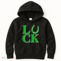 Cool St Patrick's Day Luck Lucky Horseshoe Kids Hoodie thumb 0