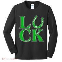 Cool St Patrick's Day Luck Lucky Horseshoe Kids Long Sleeve Shirt thumb 0