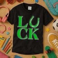 Cool St Patrick's Day Luck Lucky Horseshoe Kids T-Shirt thumb 3