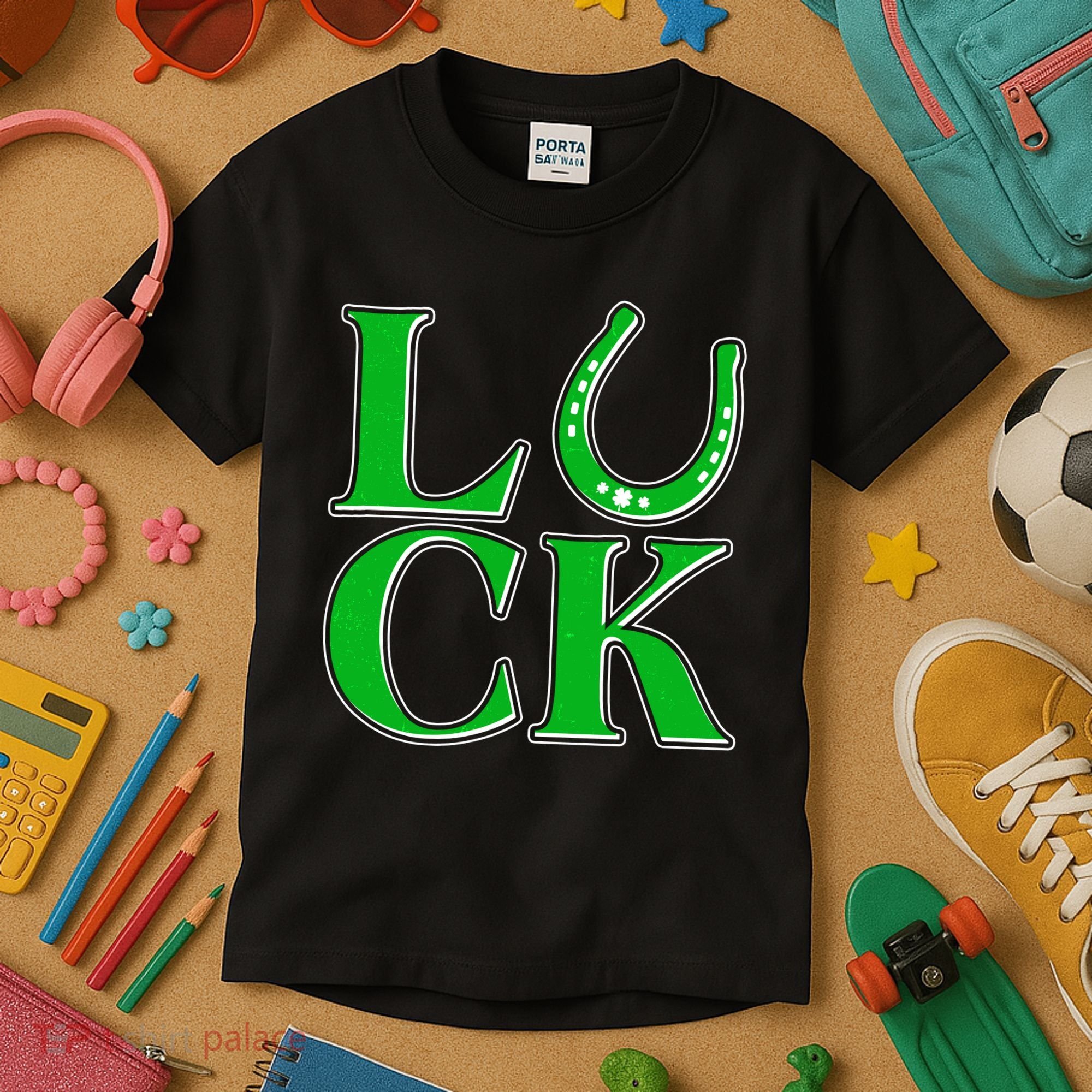 Cool St Patrick's Day Luck Lucky Horseshoe Kids T-Shirt