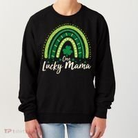 Cute St Patricks Day One Lucky Mama Green Shamrock Clover Rainbow Women's Sweatshirt thumb 0
