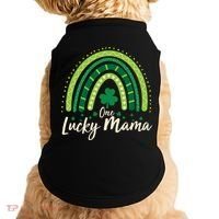Cute St Patricks Day One Lucky Mama Green Shamrock Clover Rainbow Doggie Tank thumb 0