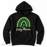 Cute St Patricks Day One Lucky Mama Green Shamrock Clover Rainbow Hoodie thumb 0