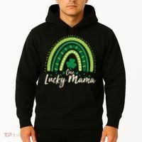 Cute St Patricks Day One Lucky Mama Green Shamrock Clover Rainbow Hoodie thumb 2
