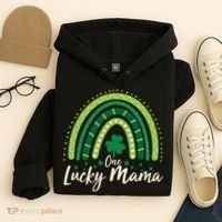 Cute St Patricks Day One Lucky Mama Green Shamrock Clover Rainbow Hoodie thumb 4