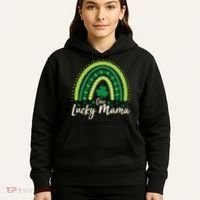 Cute St Patricks Day One Lucky Mama Green Shamrock Clover Rainbow Hoodie thumb 5