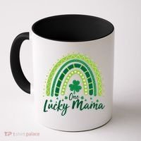 Cute St Patricks Day One Lucky Mama Green Shamrock Clover Rainbow Coffee Mug thumb 0