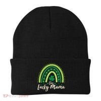 Cute St Patricks Day One Lucky Mama Green Shamrock Clover Rainbow Beanie thumb 0