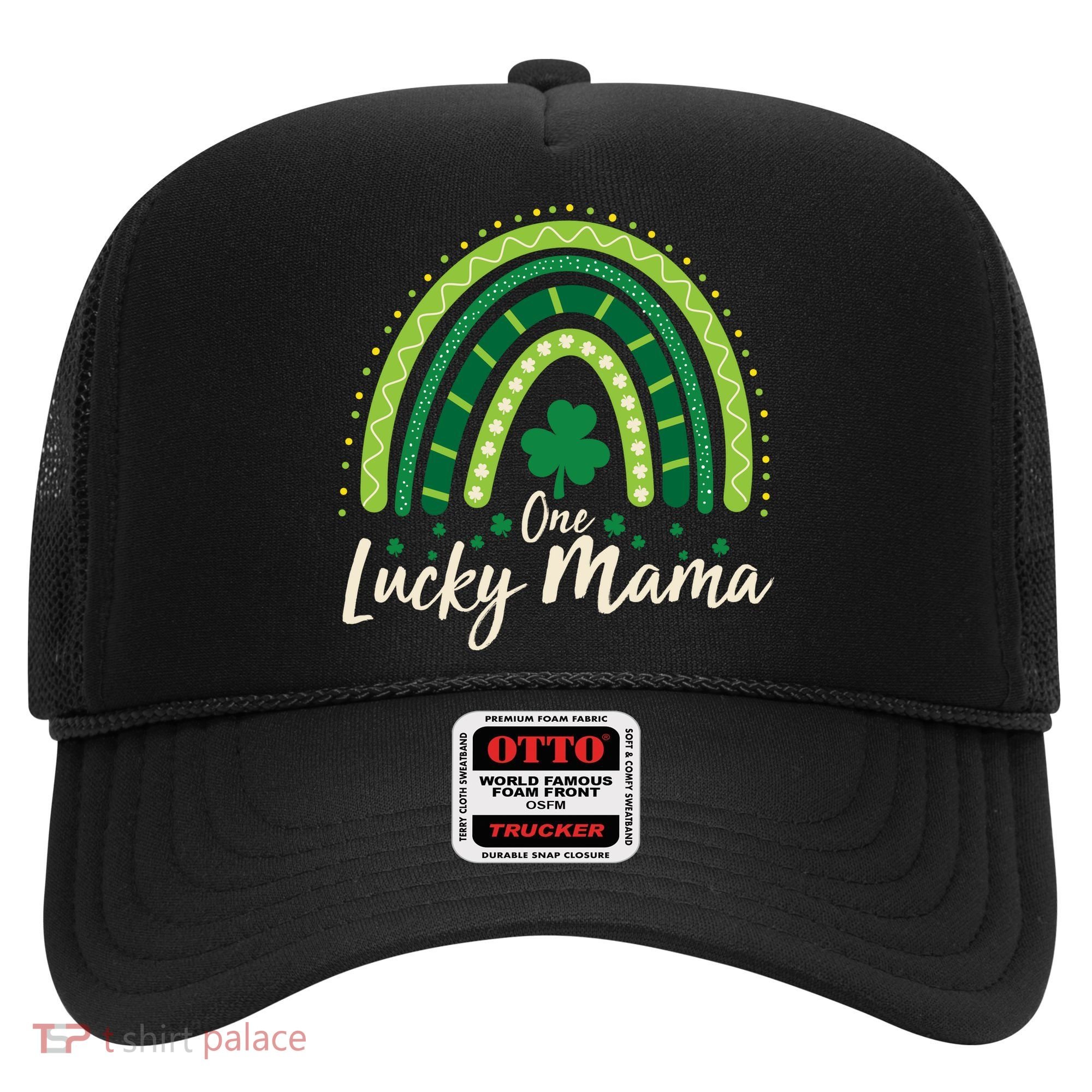 Cute St Patricks Day One Lucky Mama Green Shamrock Clover Rainbow Hat
