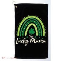 Cute St Patricks Day One Lucky Mama Green Shamrock Clover Rainbow Golf Towel thumb 0
