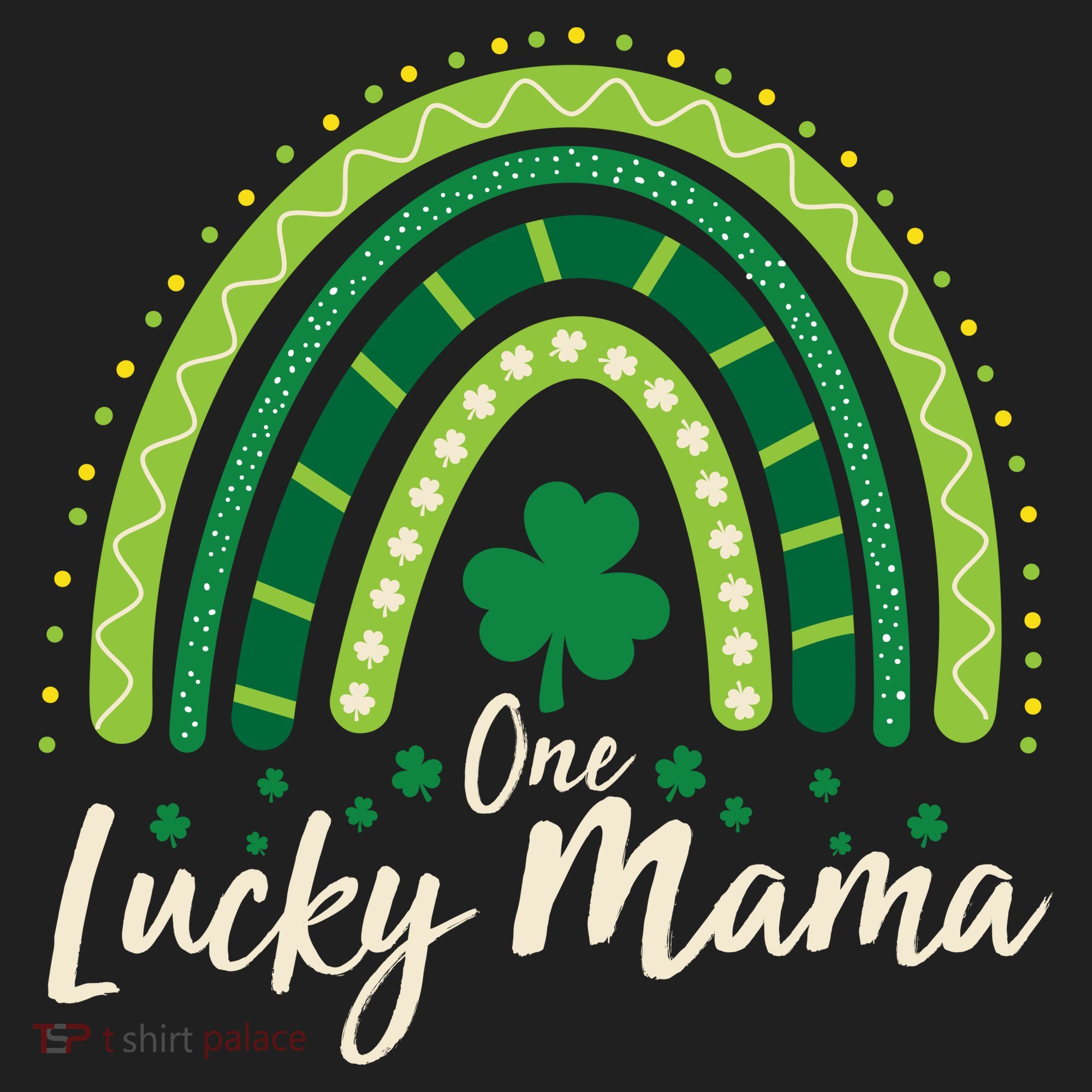 Cute St Patricks Day One Lucky Mama Green Shamrock Clover Rainbow Golf Towel