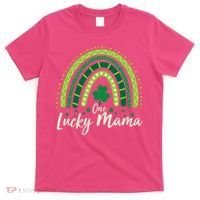 Cute St Patricks Day One Lucky Mama Green Shamrock Clover Rainbow T-Shirt thumb 0