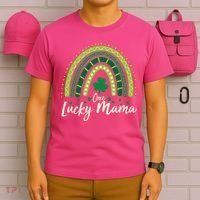 Cute St Patricks Day One Lucky Mama Green Shamrock Clover Rainbow T-Shirt thumb 6