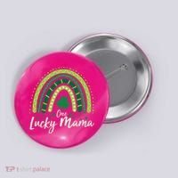 Cute St Patricks Day One Lucky Mama Green Shamrock Clover Rainbow Button thumb 0