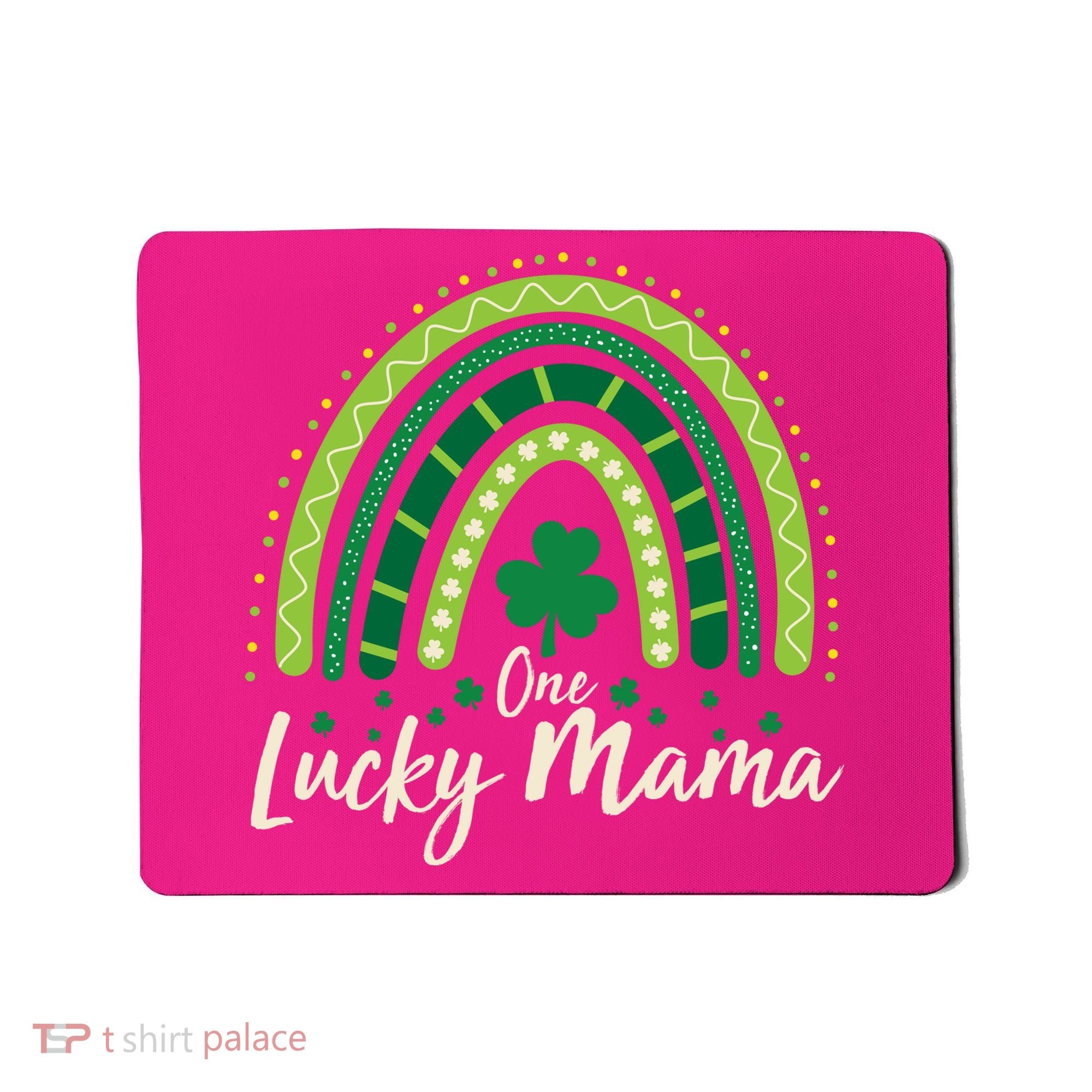 Cute St Patricks Day One Lucky Mama Green Shamrock Clover Rainbow Mousepad