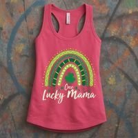 Cute St Patricks Day One Lucky Mama Green Shamrock Clover Rainbow Women's Tank Top thumb 3