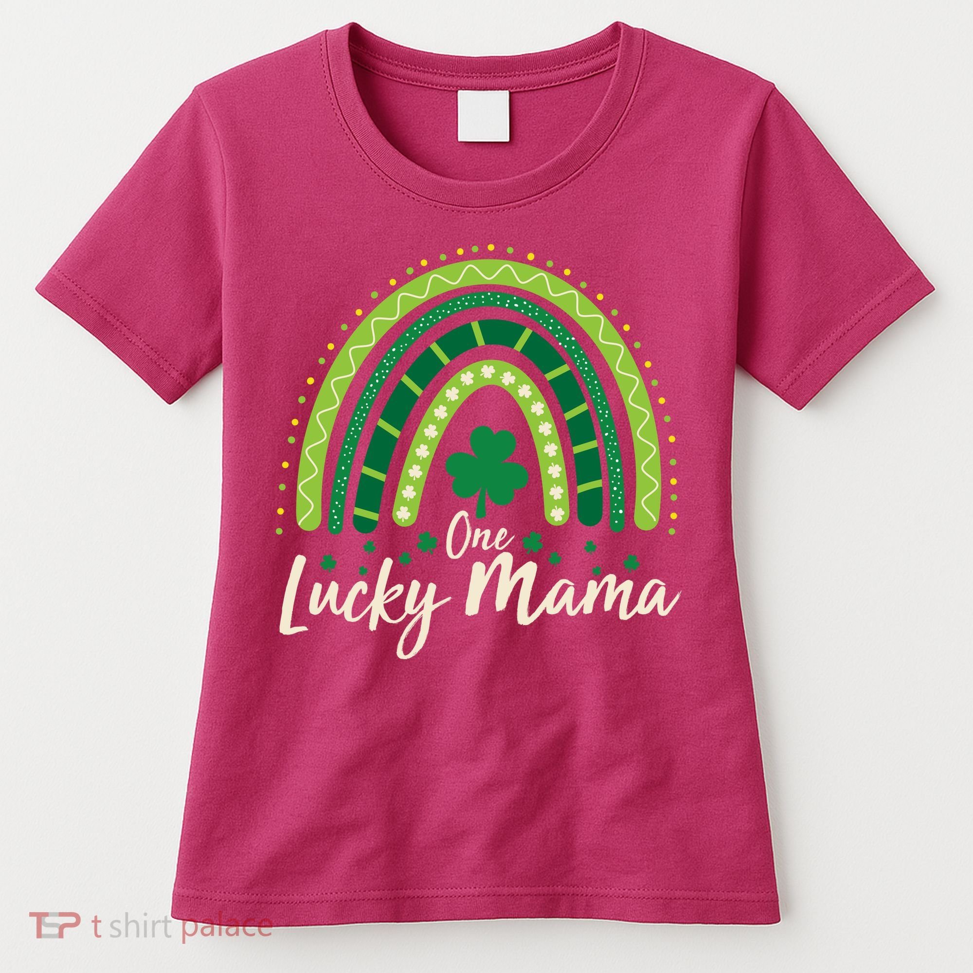 Cute St Patricks Day One Lucky Mama Green Shamrock Clover Rainbow Women's T-Shirt