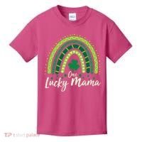 Cute St Patricks Day One Lucky Mama Green Shamrock Clover Rainbow Kids T-Shirt thumb 0