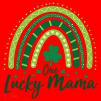 Cute St Patricks Day One Lucky Mama Green Shamrock Clover Rainbow Santa Hat thumb 1