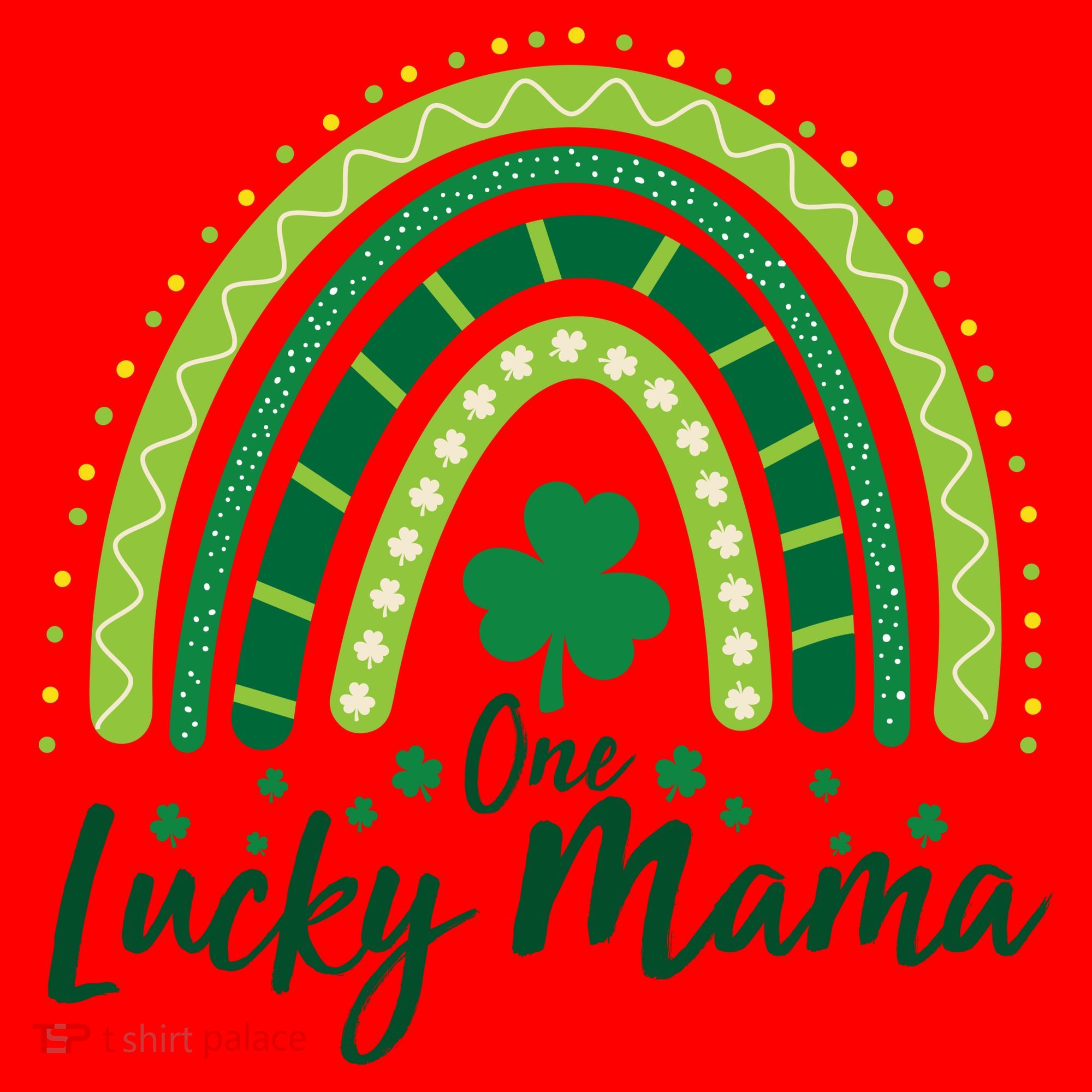 Cute St Patricks Day One Lucky Mama Green Shamrock Clover Rainbow Santa Hat