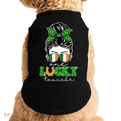 Cute St Patricks Day One Lucky Teacher Doggie Tank