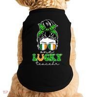 Cute St Patricks Day One Lucky Teacher Doggie Tank thumb 0