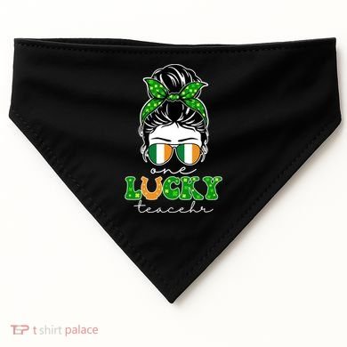 Cute St Patricks Day One Lucky Teacher USA-Made Doggie Bandana