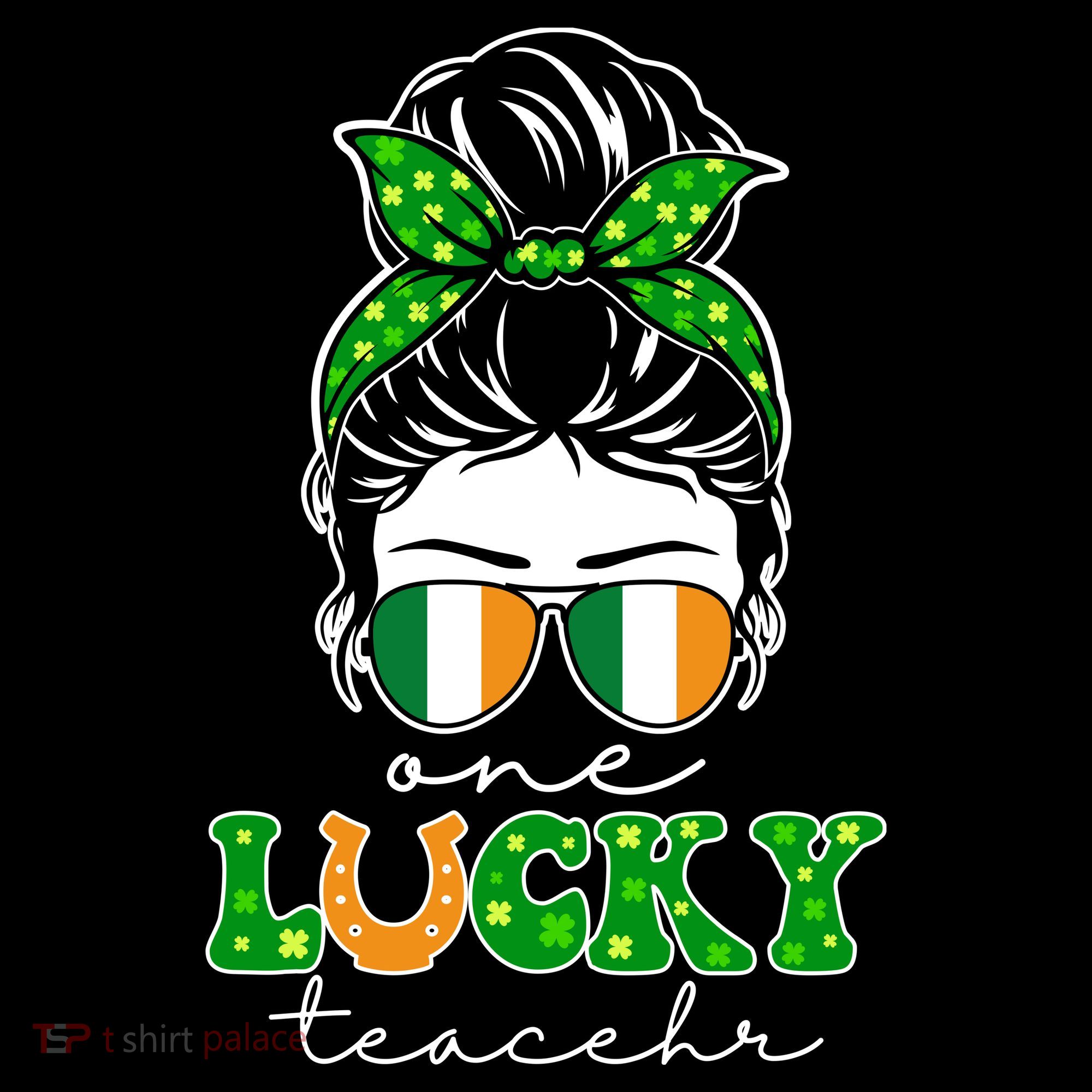 Cute St Patricks Day One Lucky Teacher USA-Made Doggie Bandana