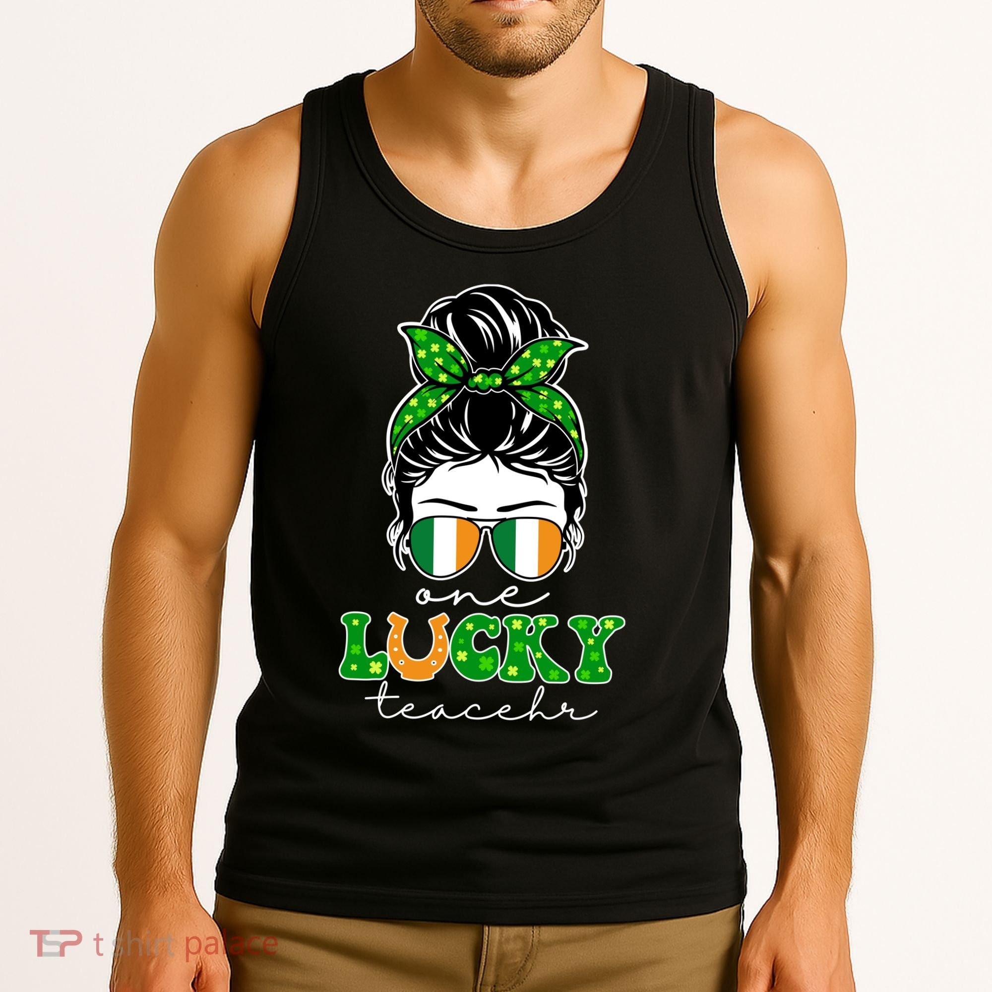 Cute St Patricks Day One Lucky Teacher Tank Top