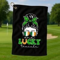 Cute St Patricks Day One Lucky Teacher Golf Towel thumb 1