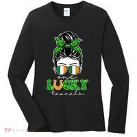 Cute St Patricks Day One Lucky Teacher Women's Long Sleeve Shirt thumb 0