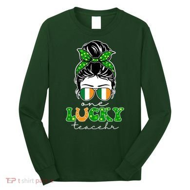 Cute St Patricks Day One Lucky Teacher Long Sleeve Shirt