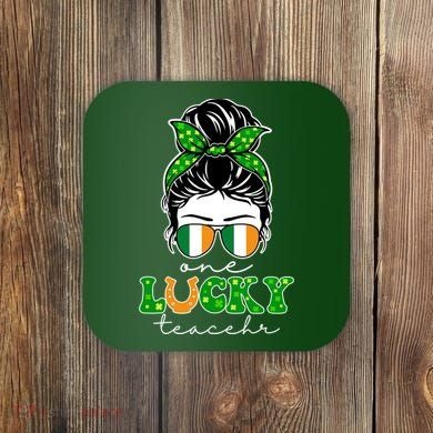 Cute St Patricks Day One Lucky Teacher Coaster