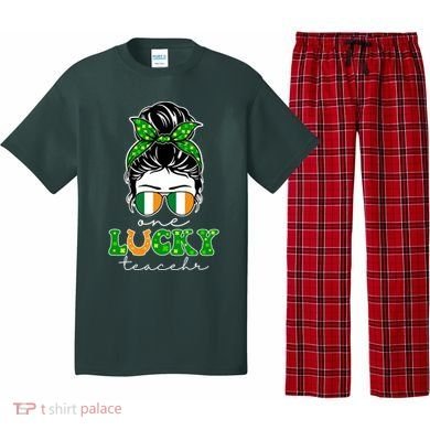 Cute St Patricks Day One Lucky Teacher Pajama Set