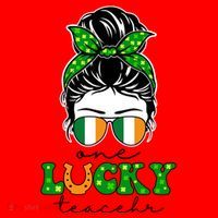 Cute St Patricks Day One Lucky Teacher Santa Hat thumb 1