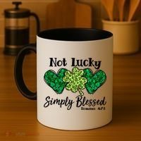 Cute St Patricks Day Not Lucky Simply Blessed Romans 4: 7 8 Coffee Mug thumb 4