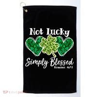 Cute St Patricks Day Not Lucky Simply Blessed Romans 4: 7 8 Golf Towel thumb 0