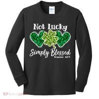 Cute St Patricks Day Not Lucky Simply Blessed Romans 4: 7 8 Kids Long Sleeve Shirt thumb 0