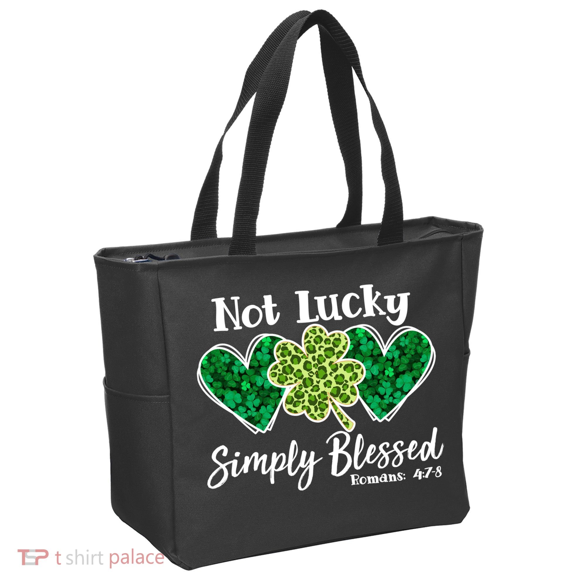 Cute St Patricks Day Not Lucky Simply Blessed Romans 4: 7 8 Tote Bag