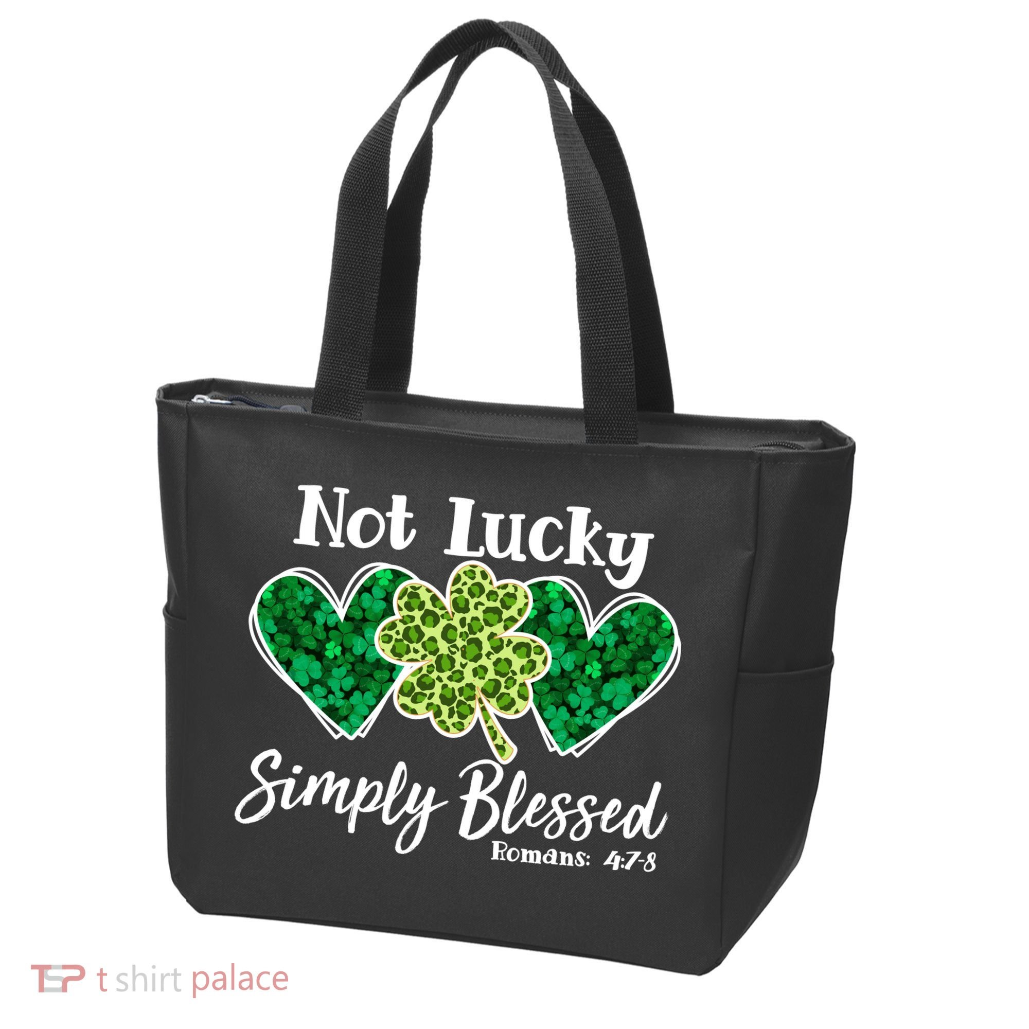 Cute St Patricks Day Not Lucky Simply Blessed Romans 4: 7 8 Tote Bag