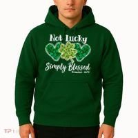 Cute St Patricks Day Not Lucky Simply Blessed Romans 4: 7 8 Hoodie thumb 2