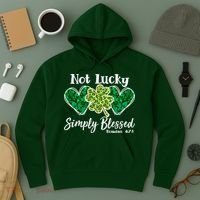 Cute St Patricks Day Not Lucky Simply Blessed Romans 4: 7 8 Hoodie thumb 3