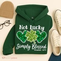 Cute St Patricks Day Not Lucky Simply Blessed Romans 4: 7 8 Hoodie thumb 4