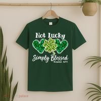 Cute St Patricks Day Not Lucky Simply Blessed Romans 4: 7 8 T-Shirt thumb 2