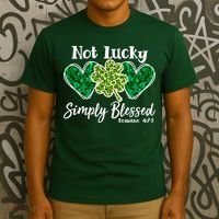 Cute St Patricks Day Not Lucky Simply Blessed Romans 4: 7 8 T-Shirt thumb 3