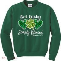 Cute St Patricks Day Not Lucky Simply Blessed Romans 4: 7 8 Kids Sweatshirt thumb 0