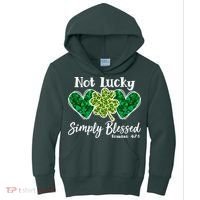 Cute St Patricks Day Not Lucky Simply Blessed Romans 4: 7 8 Kids Hoodie thumb 0