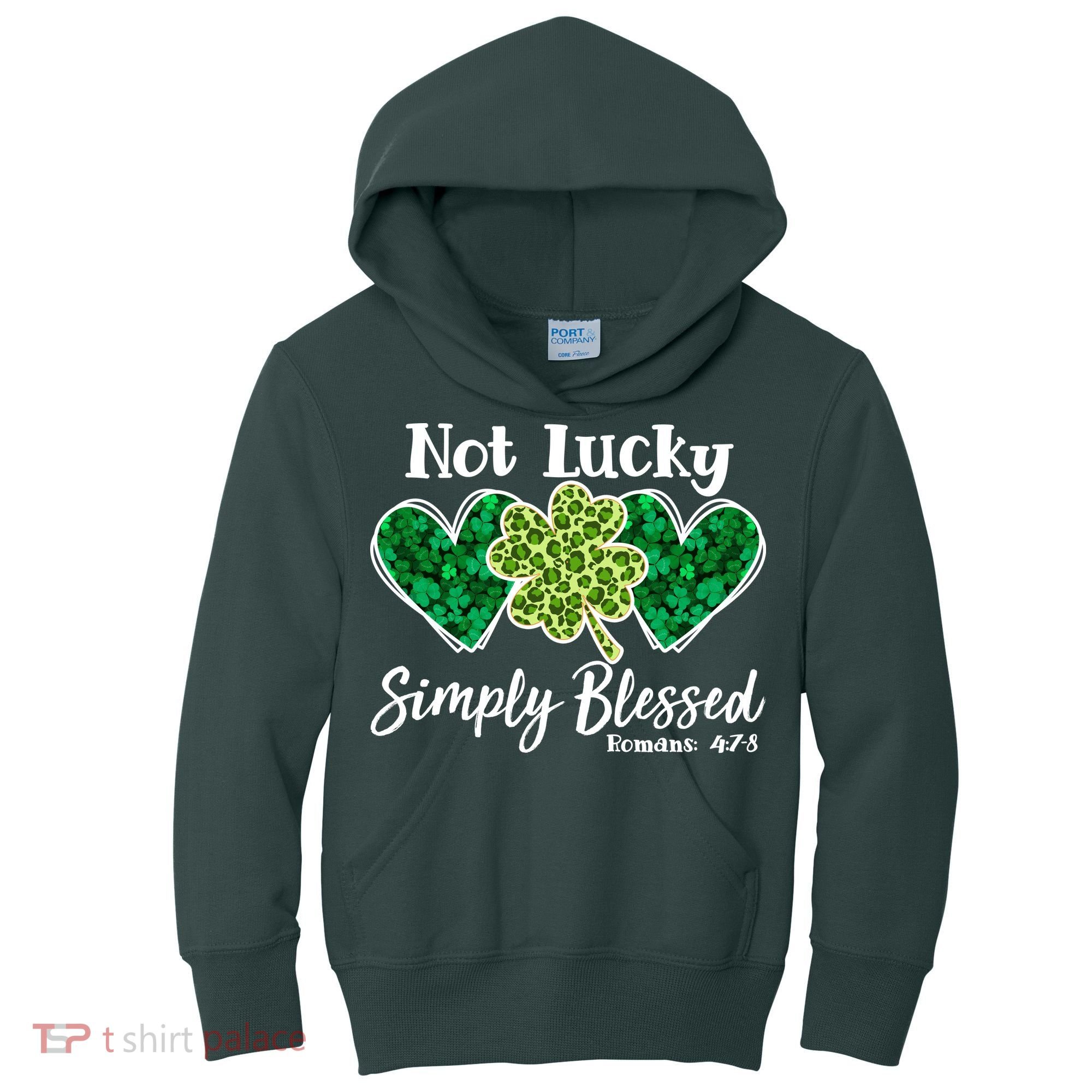 Cute St Patricks Day Not Lucky Simply Blessed Romans 4: 7 8 Kids Hoodie