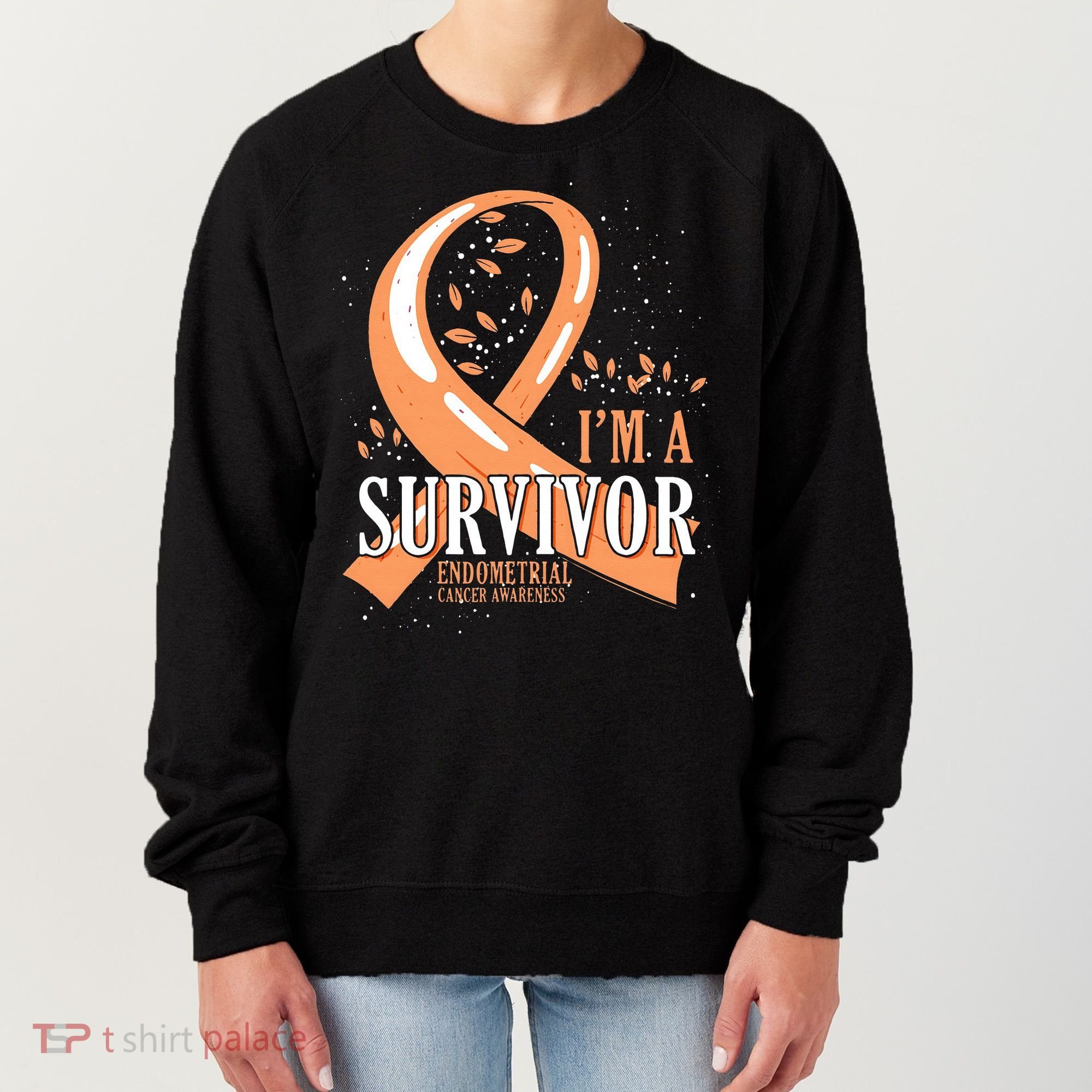 Cancer Survivor Peach Ribbon Endometrial Cancer Awareness Women's Sweatshirt